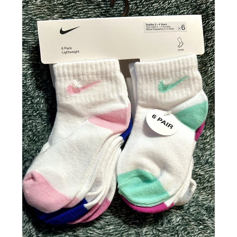 Nike Toddler 2-4 Years x 6 Multicolor Lightweight Ankle Socks (SC1)